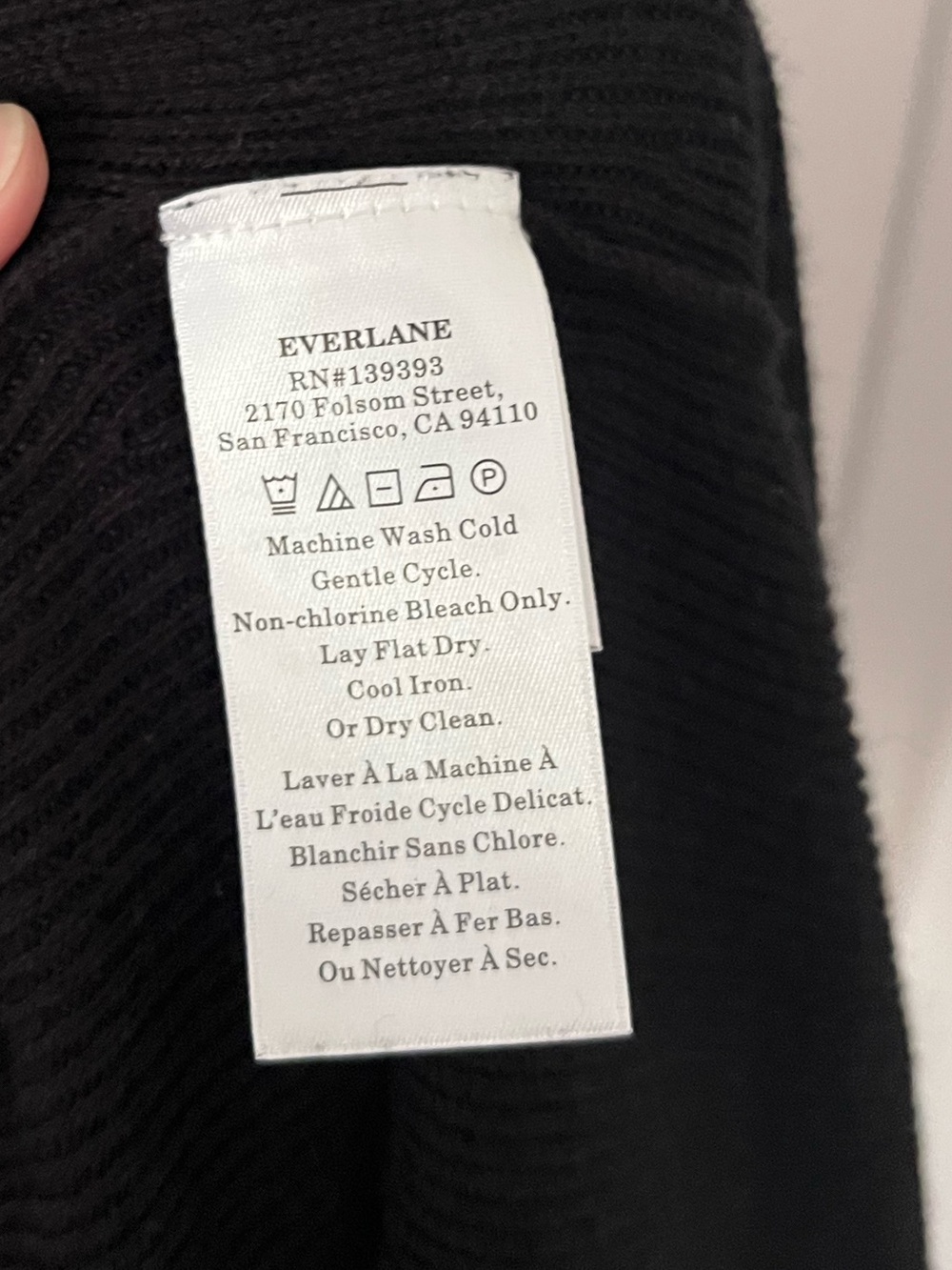 Everlane The Ribbed Sweater Dress Black Organic Cotton Merino Knit Size Large - Picture 5 of 10